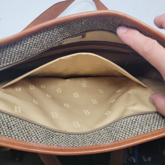 Hartmann Grey Tweed Leather Trim Shoulder Classic Business Bag 13x17x7 Briefcase - Picture 9 of 16